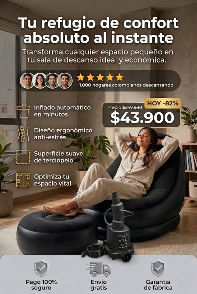 Combo Sofá Inflable 3 en 1 — Sofá + Reposapiés + Inflador Automático