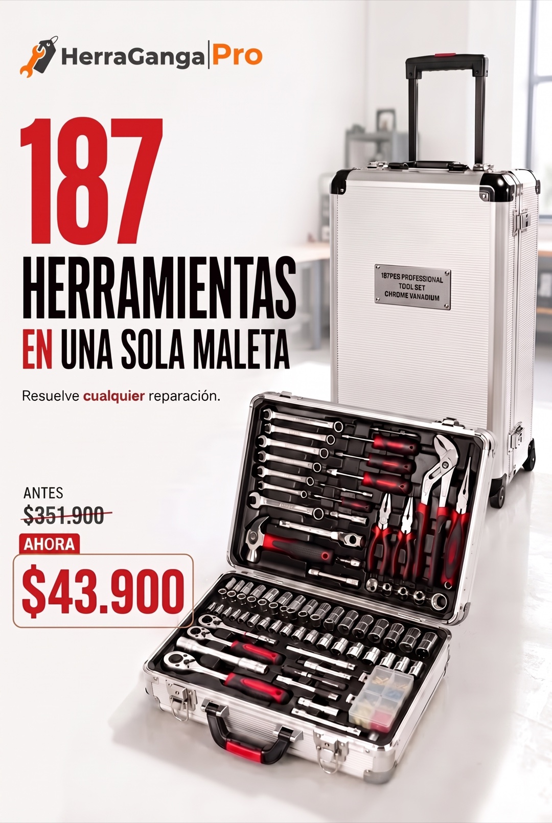 187 Herramientas en una sola maleta